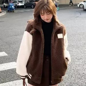 [하프클럽/]박시핏 여성 뽀글이 자켓 하이넥 여성 집업 자켓 겨울 캐주얼