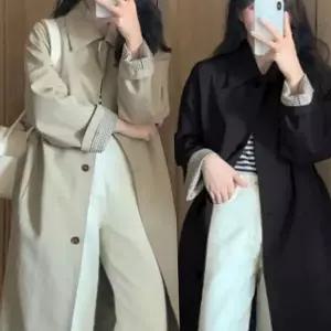 [하프클럽/]클래식 여성 트렌치 코트 데일리 여자 트렌치 코트 베이직 가을