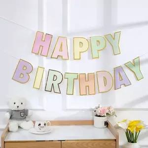고품질 TBZ 마카롱 생일 플래그 알록달록 컬러플 파티 이벤트 기랜...