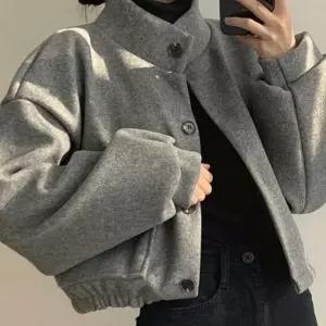 [하프클럽/]데일리 여자 숏 자켓 라운드 여자 크롭 자켓 간절기 가을