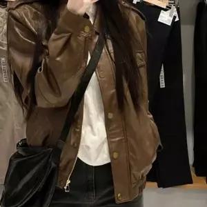 [하프클럽/]루즈핏 여성 레더 자켓 캐주얼 여성 가죽 자켓 간절기 가을