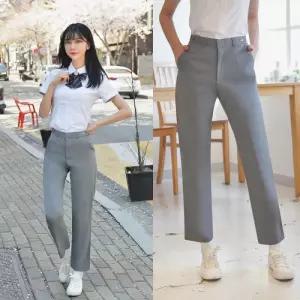 (하복)(허리조절) 스판 연그레이 교복바지 여자