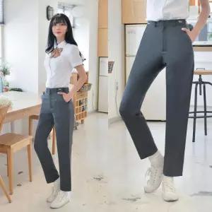 (하복)(허리조절) 스판 진그레이 교복바지 여자