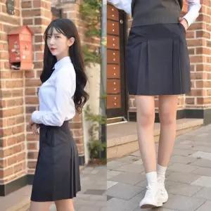 라인이 예뻐보이는 네이비 주름치마 (주름 교복치마)