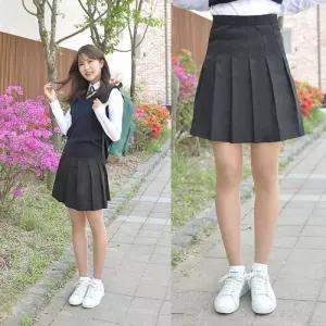 백합주름치마 블랙 (전체 주름 교복치마) 교복 스커트