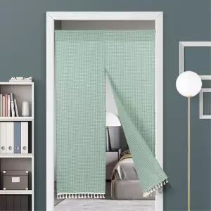 그린 체크 베란다 가리개천 도어 커튼 사계절 북유럽풍 원룸인테리어 모던 중문단조