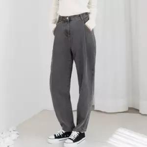 넓은통 오버핏 허리뒷밴딩 데일리 그레이 여자 청바지 데님 여자하의 오버핏 오버핏배기