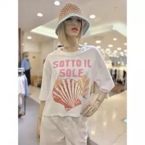 재고소진 베네통 썸머 프린팅 티셔츠 BATSB1-631-WH