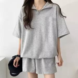 여자 반집업 반바지 아노락 셋업 루즈핏 무지 홈웨어 여성츄리닝 여성운동복 (WC7BE5B)