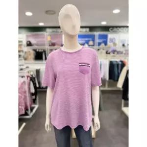 재고소진 [크로커다일레이디] 단도 스트라이프 반팔 라운드 티셔츠 핑크 CLDM-TS110