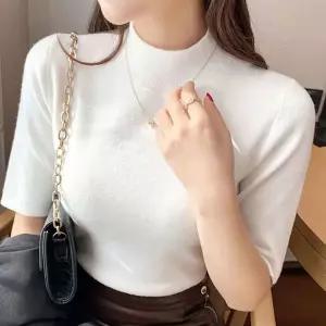 [하프클럽/]반목 슬림 5부 반팔 골지니트티