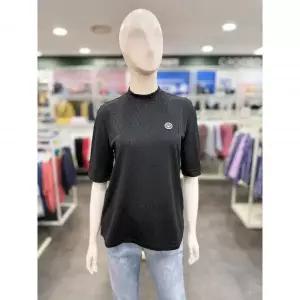 재고소진 [크로커다일레이디] 폴리 자가드 반넥 티셔츠 블랙 CLEM-TS220