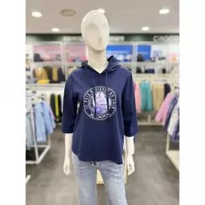 재고소진 [크로커다일레이디] 원포인트 7부 후드티셔츠 네이비 CLEM-TS206