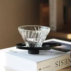 고품질 하리오 V60 글라스 커피 드리퍼 VDGR-01B 블랙 유리드리퍼 (WE030F6)