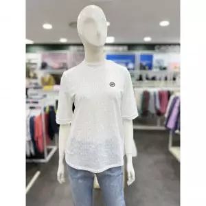 재고소진 [크로커다일레이디] 폴리 자가드 반넥 티셔츠 화이트 CLEM-TS220
