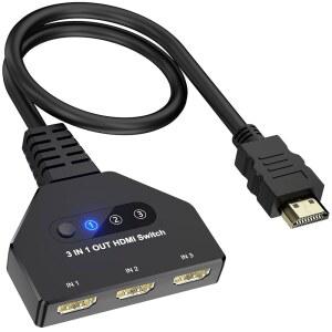 HDMI 스위치 3 IN 1 출력, /PS5 HD /리눅스와 스플리터, 호환 /윈도우 크롬캐스트와 풀 맥 지원, STICK HDTV TV PS4 FIRE 스위치, 호환, 1080P XBOX 4K@30HZ ONE 3D 포트 ROKU