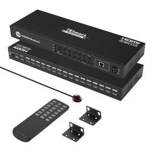 TESMART 16 1 HDMI 스위치 16 IN 리모컨 4K@60HZ LAN HDCP 이어 포트 자동 1 19인치 제어, 박스 마운트, 4K OUT IR 스캔 스위치, 2.2,