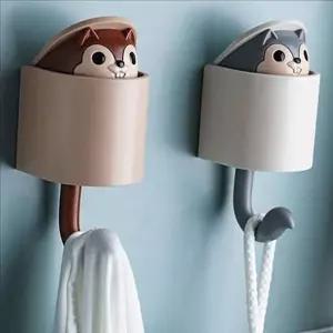 다용도 벽걸이 후크 캐릭터 다람쥐 후크 현관 수납 욕실 고리