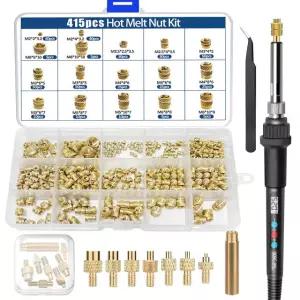 열 세트 인서트 공구 키트 45Pcs 나사산 황동 너트 및 팁 M2 M2.5 M3 M4 M5 M6 M8 3D 프린팅 스틱용 80W 디지털 납땜 인두