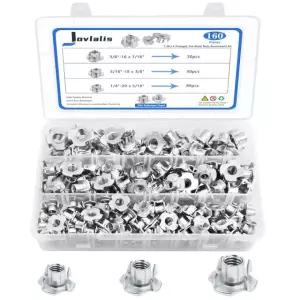 T 너트 /4 -20 5/6 -8 3/8 -6 조블랄리스 60pcs T-너트 304 리스 스틸 4가지 티 블라인드 나무용 나사산 삽입 키트 암벽 등반 Stainless Steel