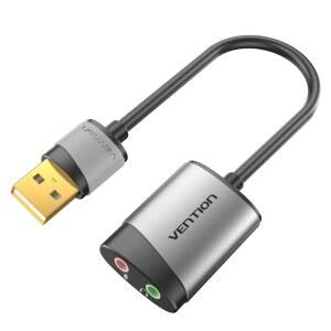 USB 오디오 어댑터 - VENTION 외장 스테레오 MAC 마이크 PS5용 헤드폰 데스크톱 LINUX 및 3.5MM PC 카드 사운드 WINDOWS 노트북