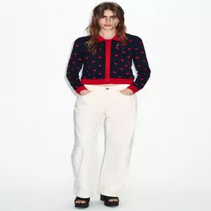 ZARA 하트 자카드 니트 재킷 - 네이비 4938/008/401 276733