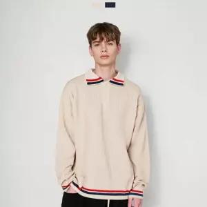 남자 세미오버핏 카라 니트 스웨터 남친룩 출근룩