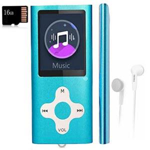 MP3 플레이어 16GB 메모리 카드가 장착된 음악 플레이어 휴대용 디지털 / 비디오 음성 녹음 FM 라디오 전자책 리더 사진 뷰어 1.8 LCD (스카이 블루)