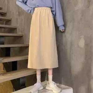 [하프클럽/]골덴 롱스커트 하이웨스트 A라인 여성 캐주얼