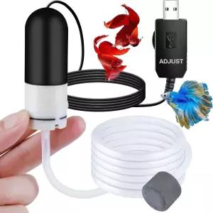 미니 수족관 에어 펌프 5갤런 장식용 USB 조절식 어항 에어레이터 산소 튜브 스톤 포함