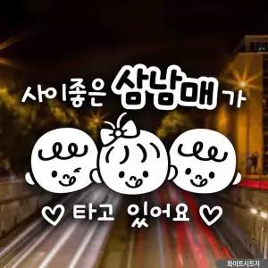 사이좋은 UEI495T8 삼남매가타고있어요 화이트 자동차스티커