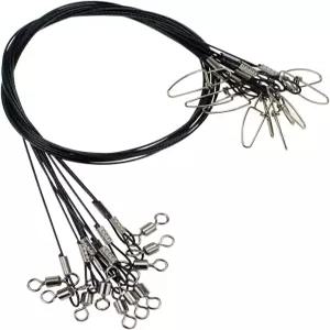 조이iii 20Pcs 19인치 100Lb 이상 낚시 와이어 리더 헤비 듀티 스테인리스 스틸 회전 및 스냅 기능 포함