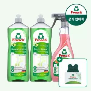 [프로쉬] 주방세제 그린레몬 1L 2개+자몽 기름때 클리너 500ml 1개+수세미