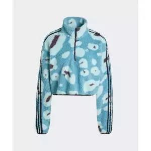 아디다스 ADIDAS 애니멀 프린트 플리스 크롭 반집업 탑 - 스카이블루 IY0148 225285