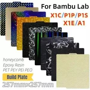 밤부랩 A1 빌드 플레이트 P1S X1C 텍스처드 257x257 H1H PEY 페이 시트 스프링 스틸 X1 카본 P1P 베드용