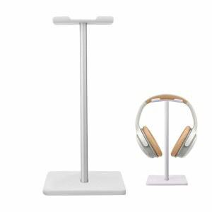 DEEAR 헤드폰 스탠드 게이밍 헤드셋 홀더 베이스, 모든 ABS 헤드폰용, 금속 화이트 유연한 알루미늄 행거, 범용 헤드레스트 솔리드 서포트 바,