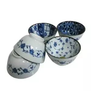 도자기공기 밥그릇 5P 꽃무늬 우동그릇 라면 식기