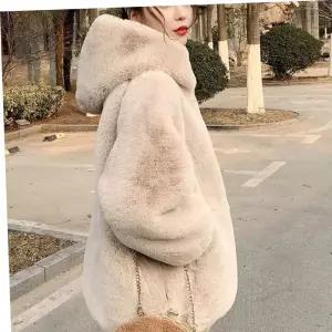 퍼숏코트 보송보송 후드 퍼 점퍼 여자 미디 코트 집업 자켓
