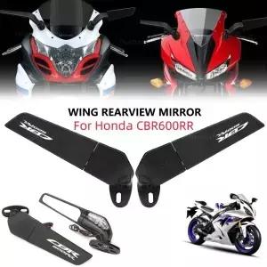 로고가 있는 오토바이 윙 미러 조정 가능한 회전 백미러 혼다 CBR 600RR 2004-2022