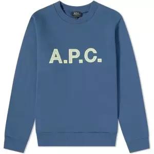 A.P.C 23FW HUGUES 로고 기모 맨투맨 마린 COESR H27686 IAJ
