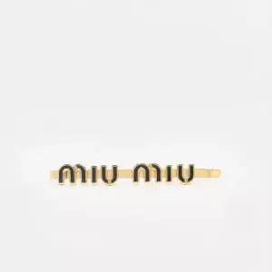 [미우미우(병행)]미우미우 에나멜 메탈 로고 헤어핀 클립 블랙 157121080