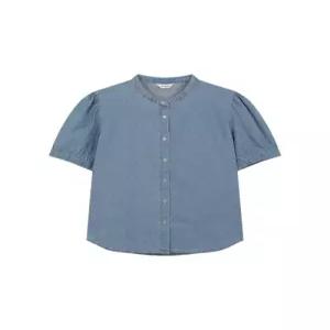 폴햄 여성 반팔 라운드넥 데님 블라우스PHG2DW2159