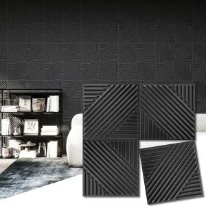 내부 벽 장식을 위한 Art3d 33팩 3D 패널 거실 침실 TV 배경을 텍스처 액센트 12인치 x12인치 블랙