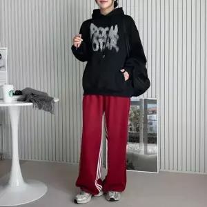 기모 안감 그래피티 프린트 후드 티셔츠 남녀공용 풀오버