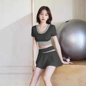 여성 스포츠 브라탑 3부 치마펜츠세트 요가 폴댄스복 (WECB7DA)