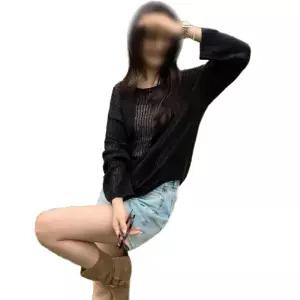 여름니트 면 블랙화이트 티셔츠 루즈핏 여유로운 니트 여성 라운드넥 반팔 만능템 그물 시스루