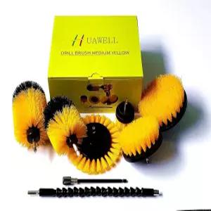 HUAWELL 8팩 드릴 브러시 파워 스크러버 청소 확장 긴 부착 세트 욕실 표면 그라우트 바닥 욕조 샤워기