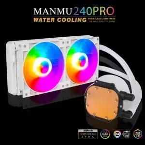 MANMU 흰색 액체 C 쿨러 240 주소 지정이 가능한 RGB 및 PWM 펌프 팬 TDP AIO 워터 쿨러(컨트롤러 )