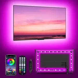 TV용 MATICOD LED 조명 16.4피트 RGB 스트립 50-70인치 뒤 침실 게이밍 룸용 Bluetooth APP 리모컨 음악