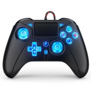 PS5 컨트롤러, 플레이스테이션 5 / PS4 PC용 유선 게이밍 듀얼 진동 6축 자이로스코프 지원 터보 매크로 멀티 터치 패드 3.5mm 오디오